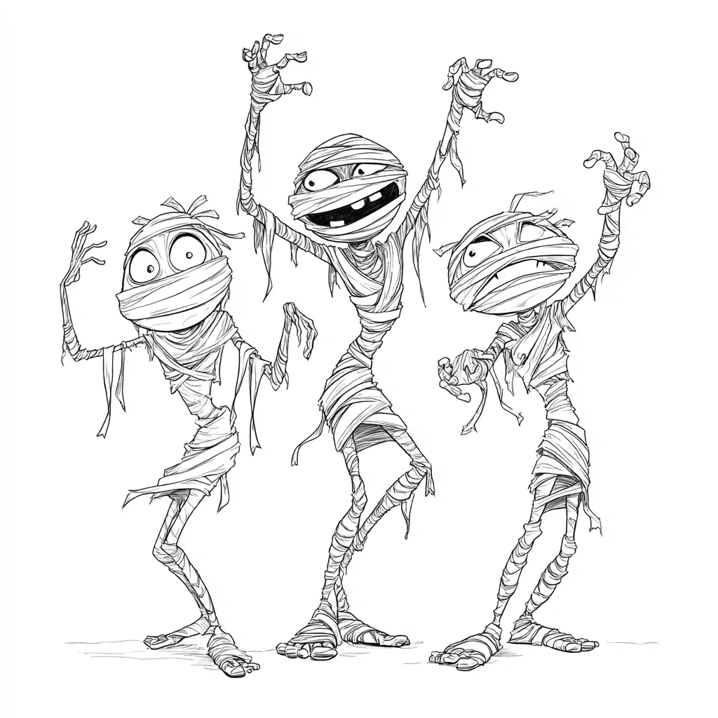 Dibujos de Halloween para colorear | MOMIAS BAILANDO Dibujos de Halloween para colorear | MOMIAS BAILANDO