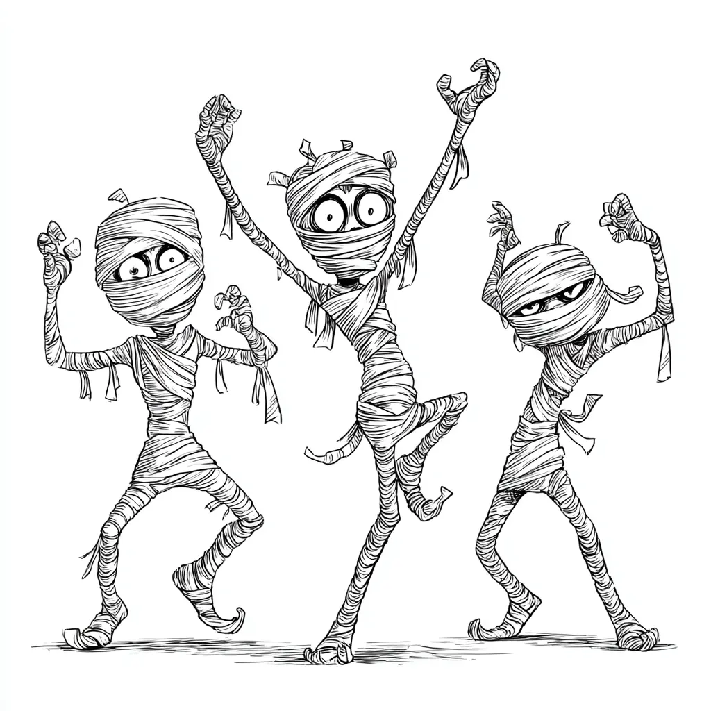 Dibujos de Halloween para colorear | MOMIAS DE FIESTA Dibujos de Halloween para colorear | MOMIAS DE FIESTA