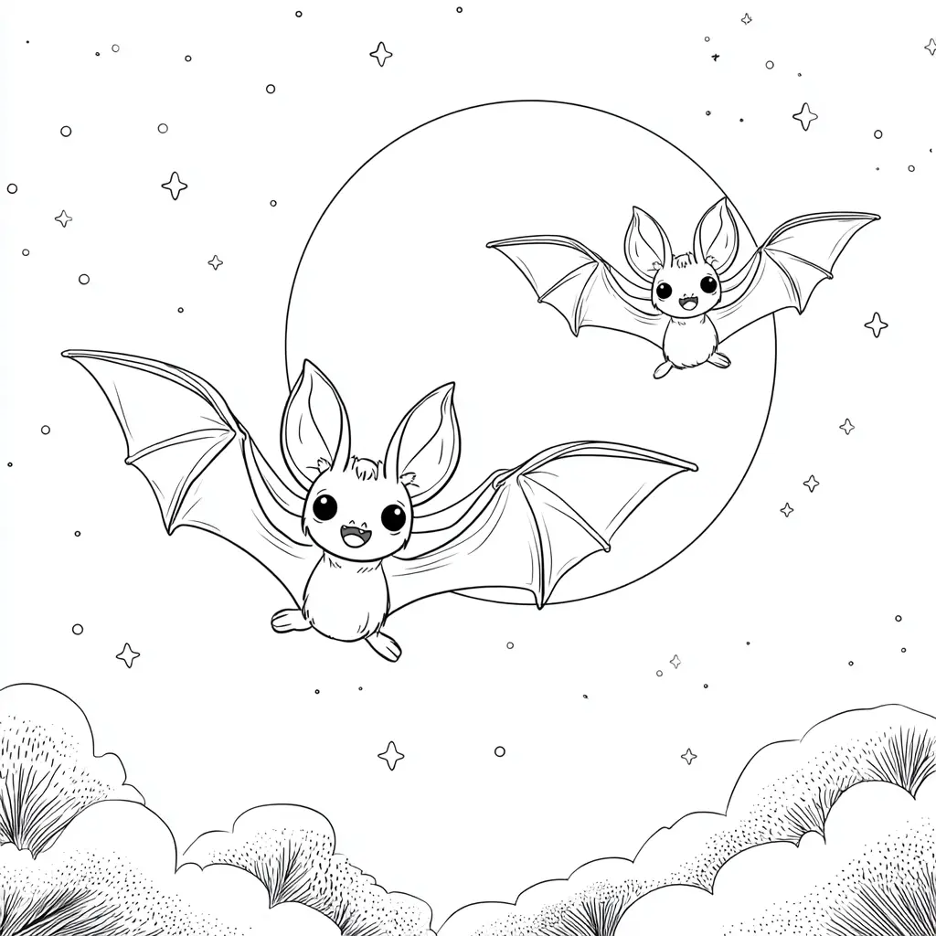 Dibujos de Halloween para colorear | PAREJA DE MURCIÉLAGOS Dibujos de Halloween para colorear | PAREJA DE MURCIÉLAGOS