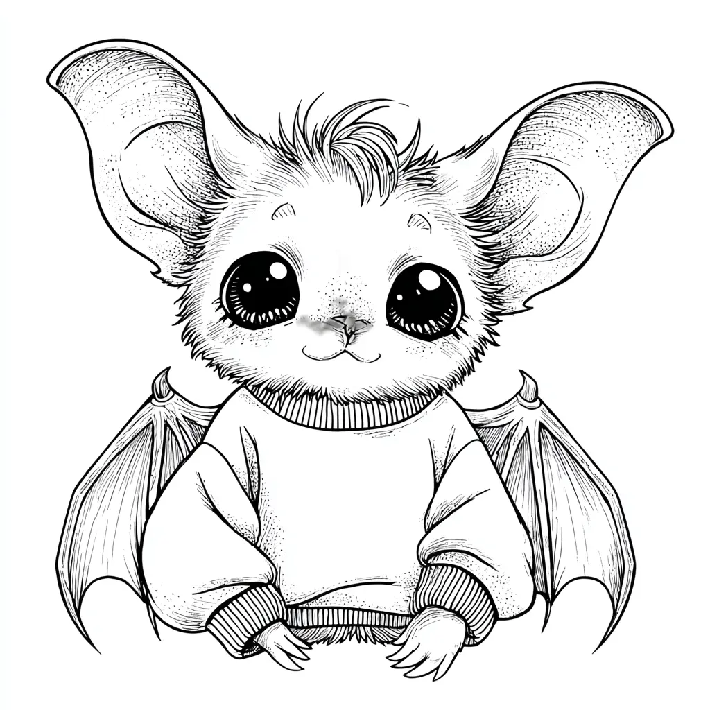 Dibujos de Halloween para colorear | MURCIÉLAGO CON SUDADERA Dibujos de Halloween para colorear | MURCIÉLAGO CON SUDADERA