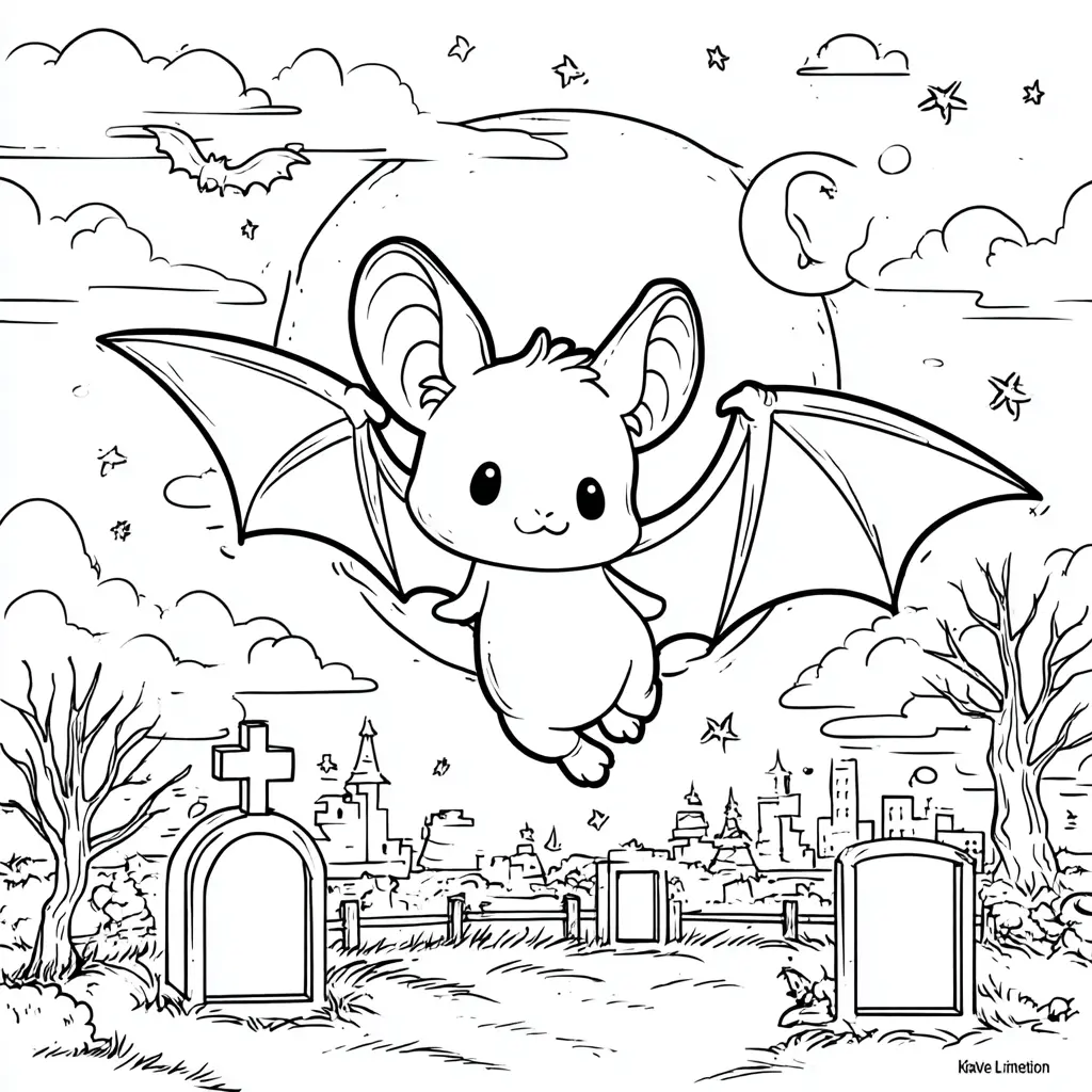 Dibujos de Halloween para colorear | MURCIÉLAGO SOBRE TUMBAS Dibujos de Halloween para colorear | MURCIÉLAGO SOBRE TUMBAS