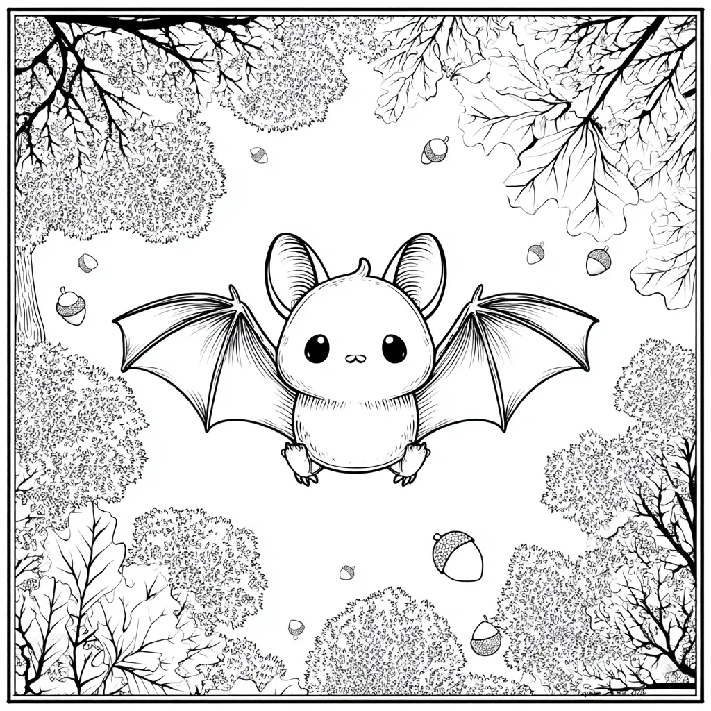 Dibujos de Halloween para colorear | MURCIÉLAGO Y LAS BELLOTAS Dibujos de Halloween para colorear | MURCIÉLAGO Y LAS BELLOTAS