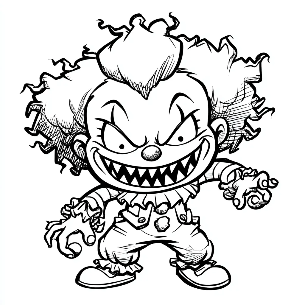 Dibujos de Halloween para colorear | PAYASO CHIBI TERRORÍFICO Dibujos de Halloween para colorear | PAYASO CHIBI TERRORÍFICO