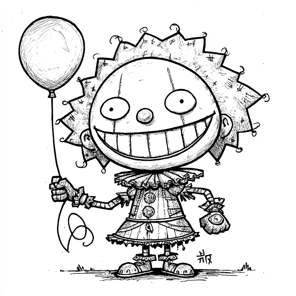 Dibujos de Halloween para colorear | MUÑECO PAYASO CHIBI Dibujos de Halloween para colorear | MUÑECO PAYASO CHIBI