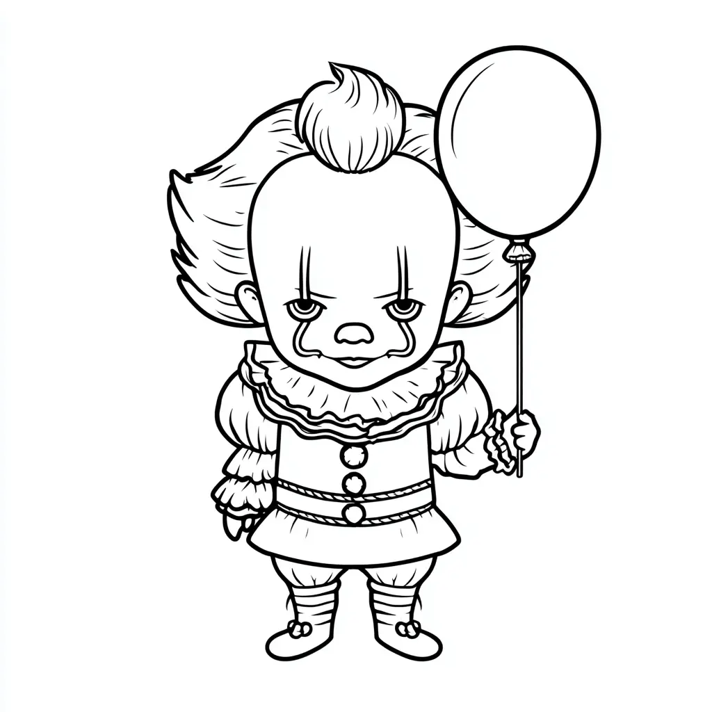 Dibujos de Halloween para colorear | PAYASO CHIBI CON UN GLOBO Dibujos de Halloween para colorear | PAYASO CHIBI CON UN GLOBO