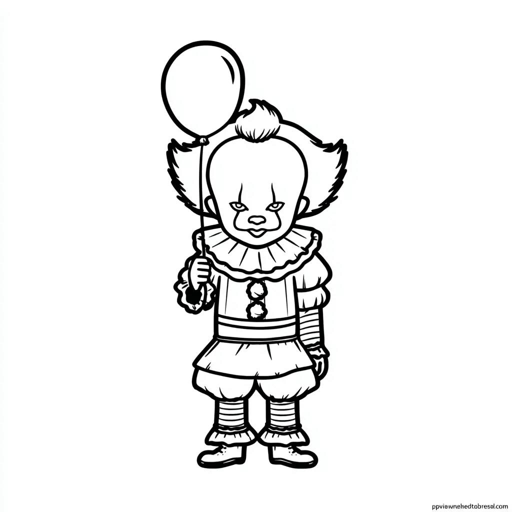 Dibujos de Halloween para colorear | PAYASO CHIBI PARADO Dibujos de Halloween para colorear | PAYASO CHIBI PARADO