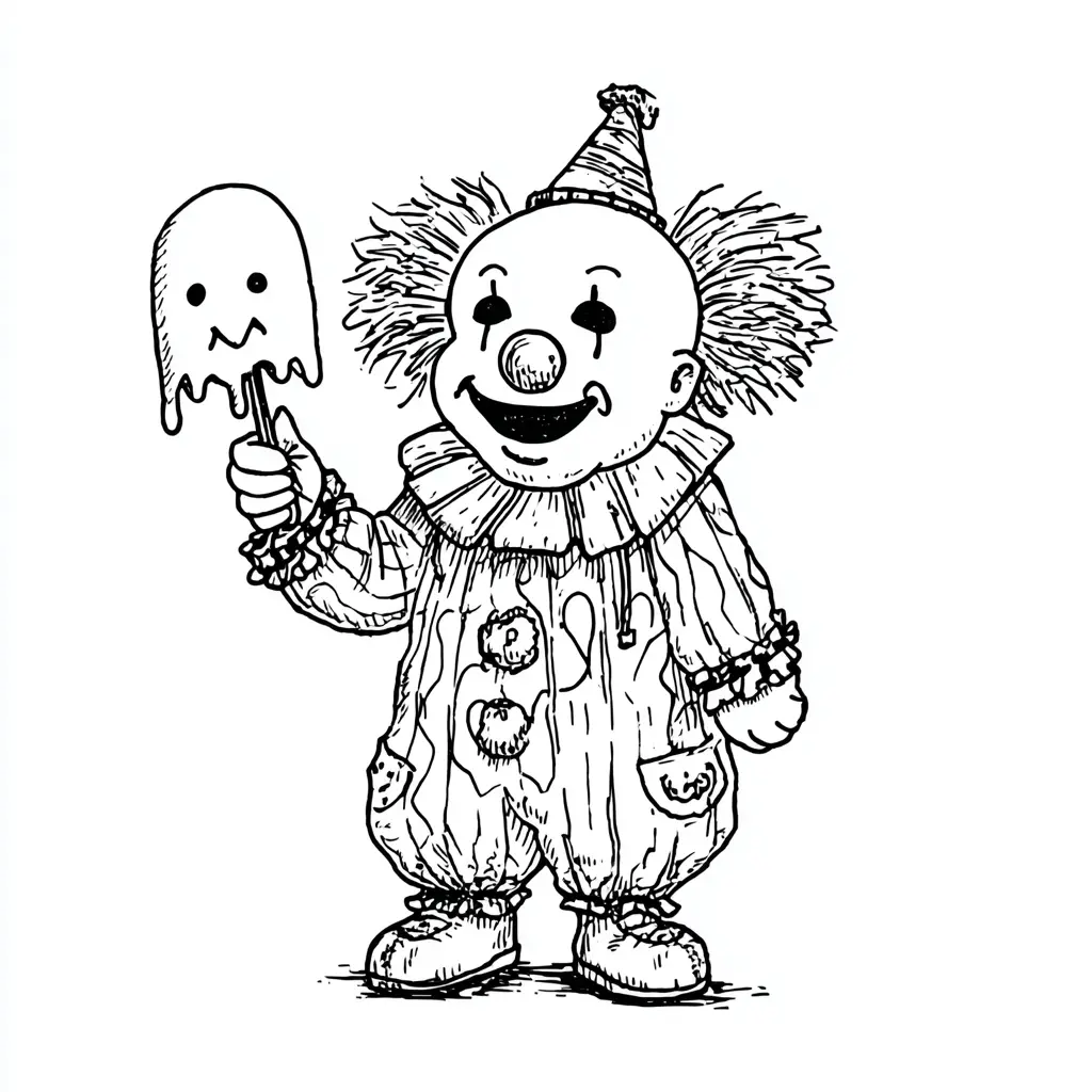 Dibujos de Halloween para colorear | PAYASO CHIBI CON HELADO FANTASMA Dibujos de Halloween para colorear | PAYASO CHIBI CON HELADO FANTASMA