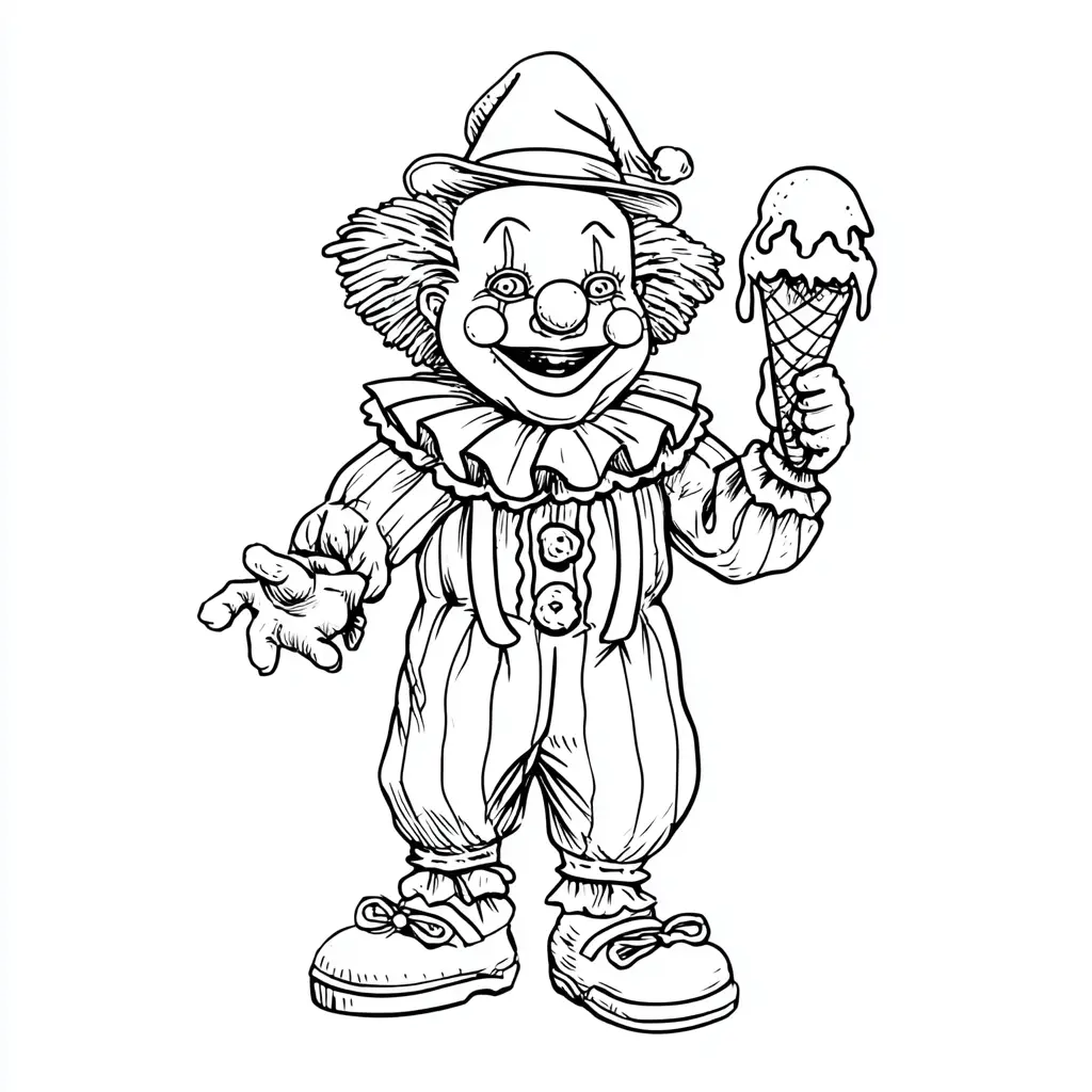 Dibujos de Halloween para colorear | PAYASO CHIBI CON HELADO Dibujos de Halloween para colorear | PAYASO CHIBI CON HELADO