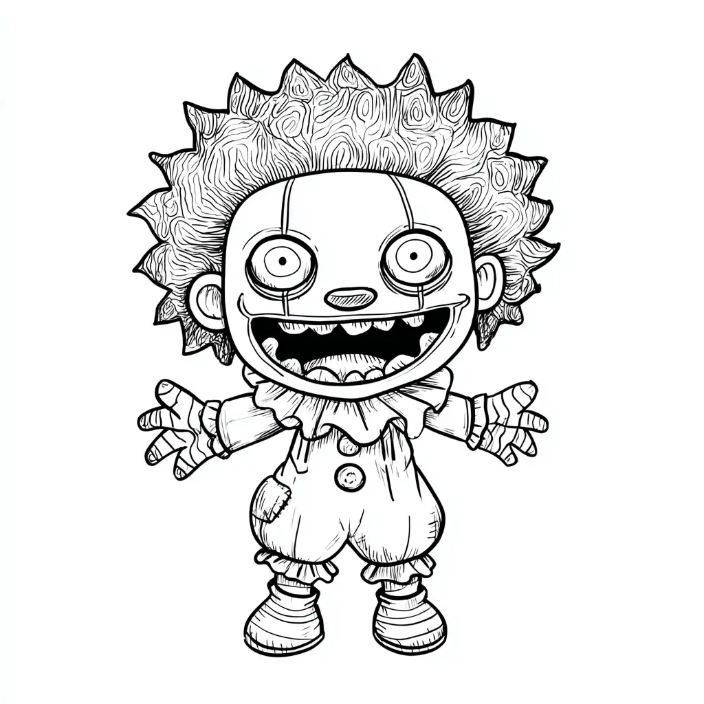 Dibujos de Halloween para colorear | PAYASO CHIBI DE TELA Dibujos de Halloween para colorear | PAYASO CHIBI DE TELA