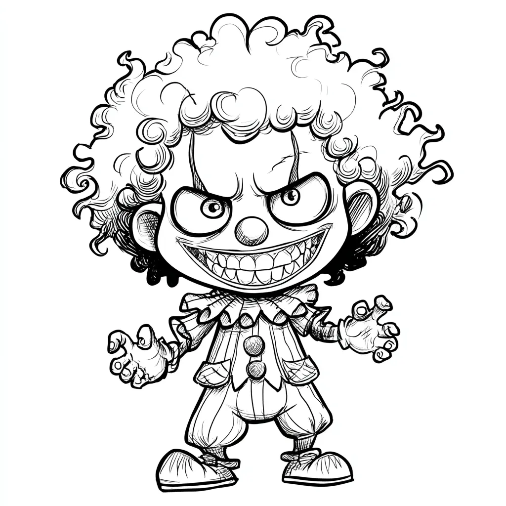 Dibujos de Halloween para colorear | PAYASO CHIBI ENGAÑOSO Dibujos de Halloween para colorear | PAYASO CHIBI ENGAÑOSO
