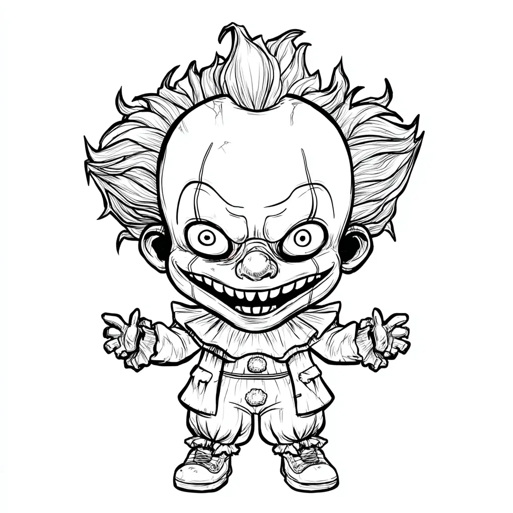 Dibujos de Halloween para colorear | PAYASO CHIBI HORRIPILANTE Dibujos de Halloween para colorear | PAYASO CHIBI HORRIPILANTE