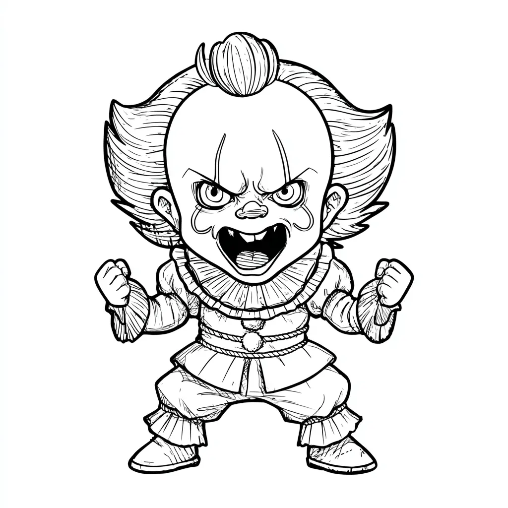 Dibujos de Halloween para colorear | PAYASO CHIBI GRITANDO Dibujos de Halloween para colorear | PAYASO CHIBI GRITANDO