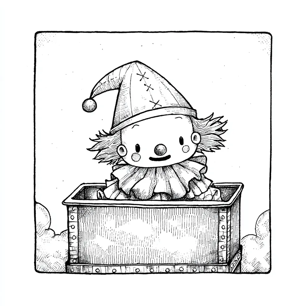 Dibujos de Halloween para colorear | PAYASO CHIBI EN EL BAÚL Dibujos de Halloween para colorear | PAYASO CHIBI EN EL BAÚL