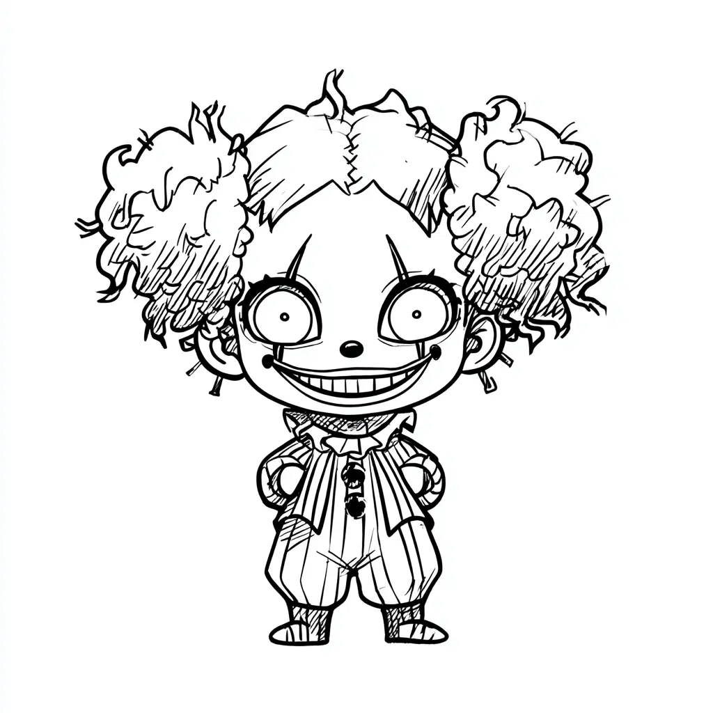 Dibujos de Halloween para colorear | JÓVEN PAYASA CHIBI Dibujos de Halloween para colorear | JÓVEN PAYASA CHIBI