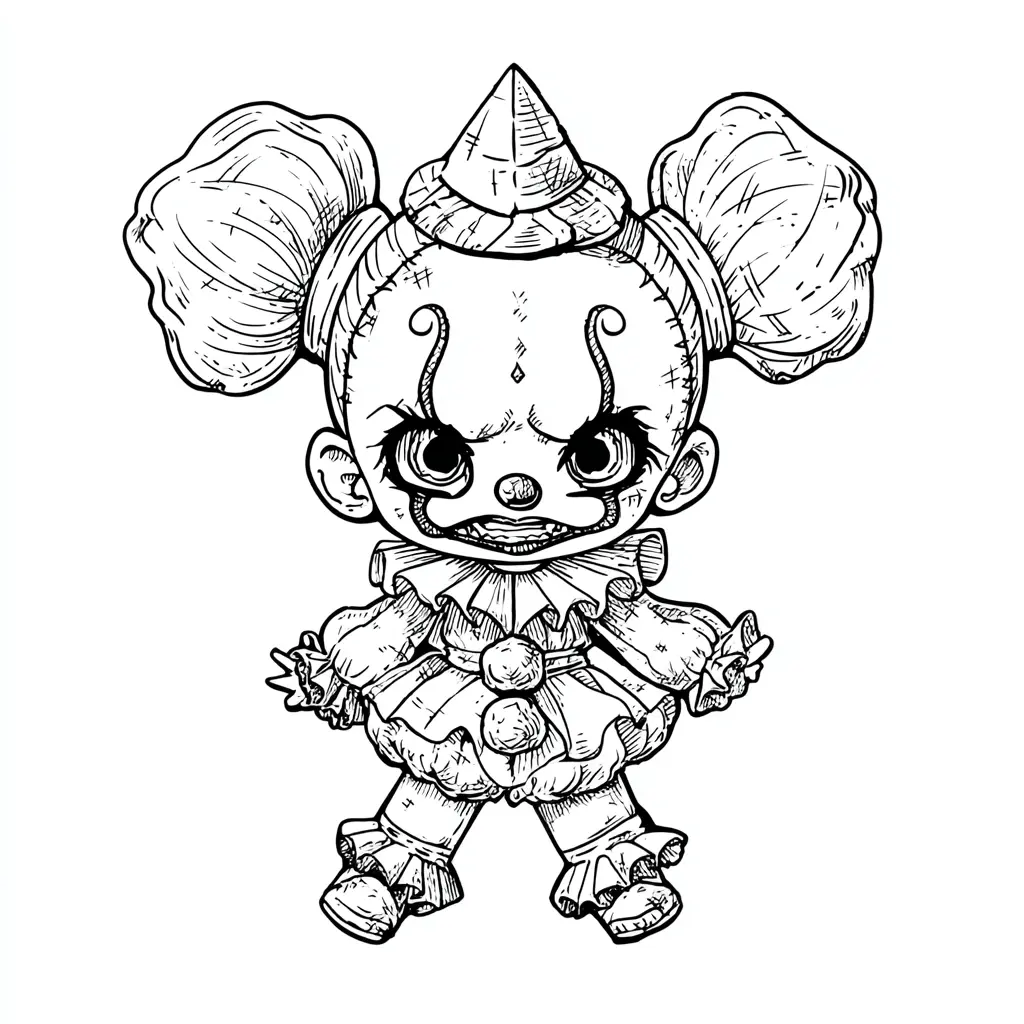 Dibujos de Halloween para colorear | PAYASA CHIBI ENFADADA Dibujos de Halloween para colorear | PAYASA CHIBI ENFADADA