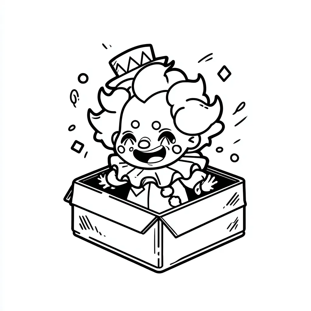 Dibujos de Halloween para colorear | PAYASO CHIBI EN LA CAJA Dibujos de Halloween para colorear | PAYASO CHIBI EN LA CAJA