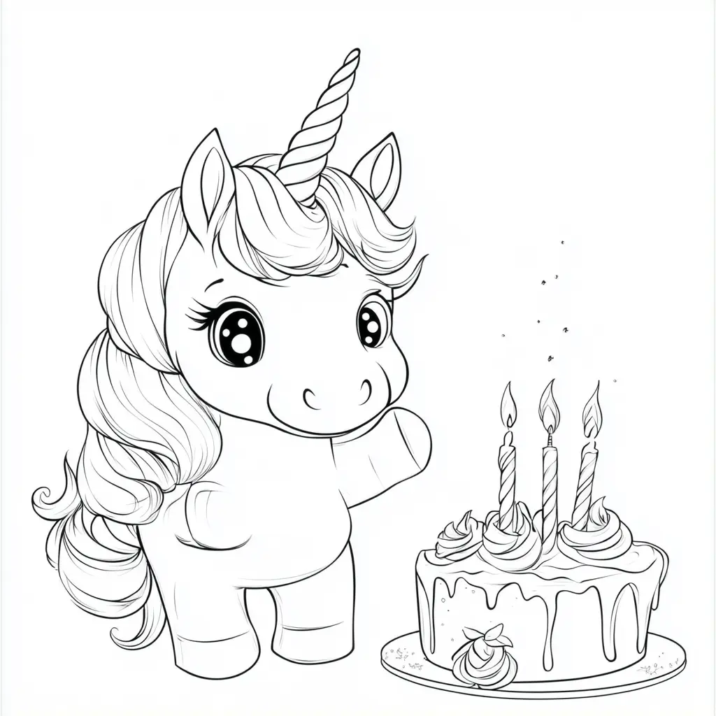 Dibujos de unicornios para colorear | UNICORNIO Y SU CUMPLEAÑOS
