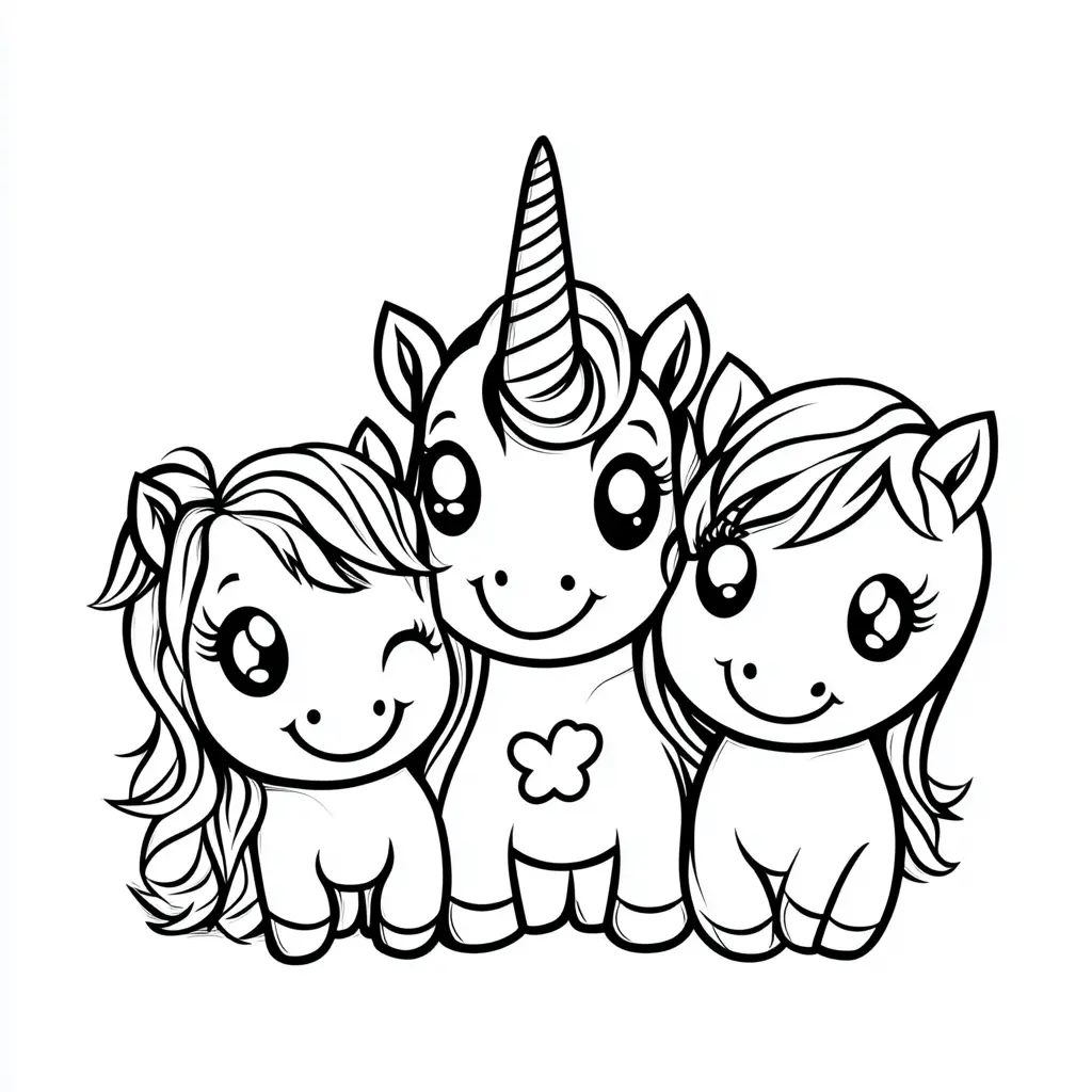 Dibujos de unicornios para colorear | TRES AMIGOS UNICORNIOS