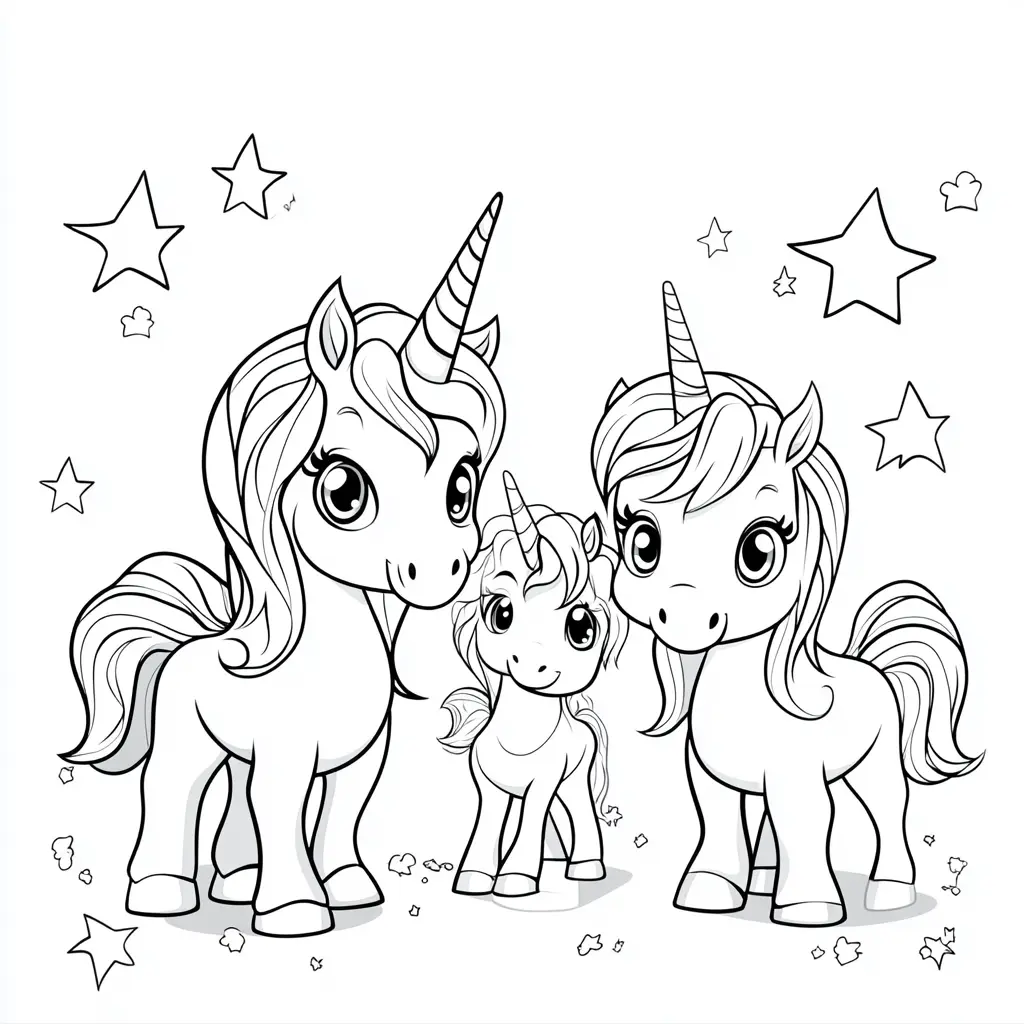 Dibujos de unicornios para colorear | UNICORNIOS Y ESTRELLAS