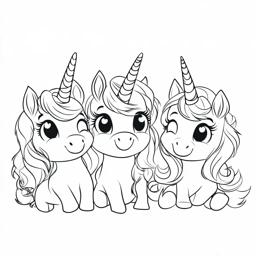 Dibujos de unicornios para colorear | TRES UNICORNIOS KAWAII
