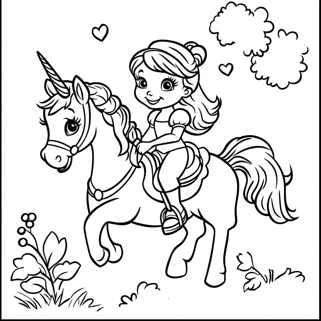 Dibujos de unicornios para colorear | LA PRINCESA Y SU UNICORNIO MÁGICO