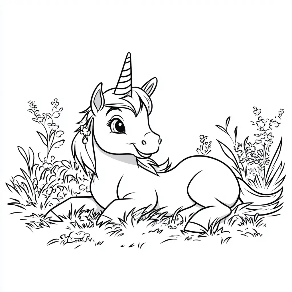 Dibujos de unicornios para colorear | UNICORNIO SOBRE EL PRADO
