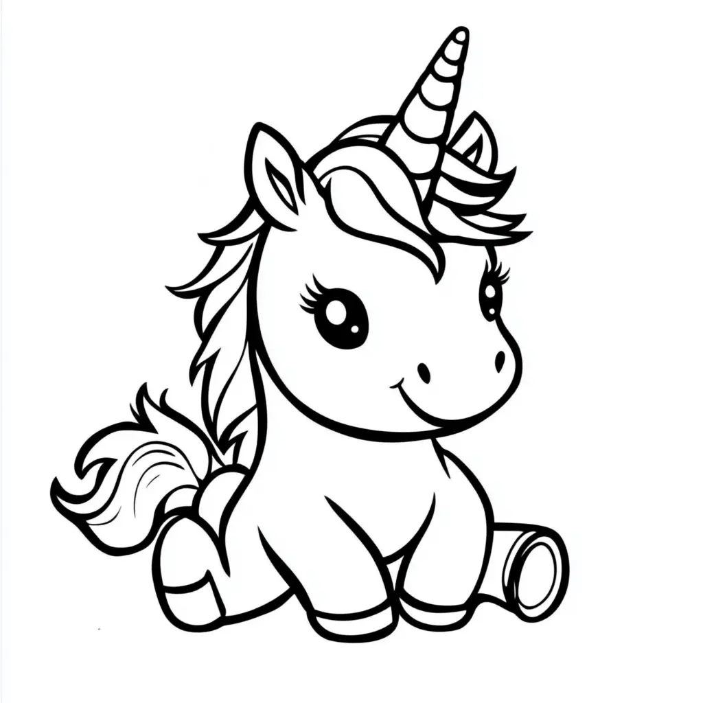 Dibujos de unicornios para colorear | PEQUEÑO UNICORNIO FELIZ