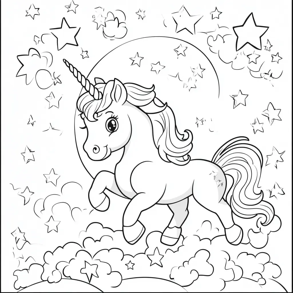 Dibujos de unicornios para colorear | EL UNICORNIO DEL CIELO