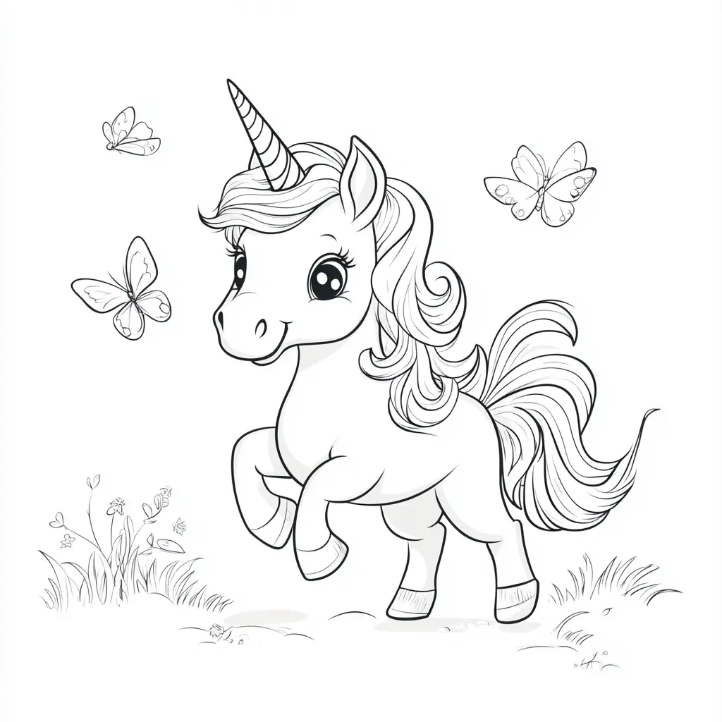 Dibujos de unicornios para colorear | EL UNICORNIO Y LAS MARIPOSAS
