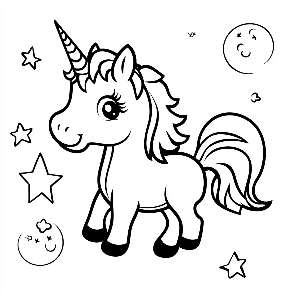 Dibujos de unicornios para colorear | EL UNICORNIO DE LAS ESTRELLAS