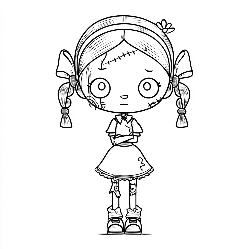 Dibujos de Halloween para colorear | ZOMBI NIÑA Dibujos de Halloween para colorear | ZOMBI NIÑA