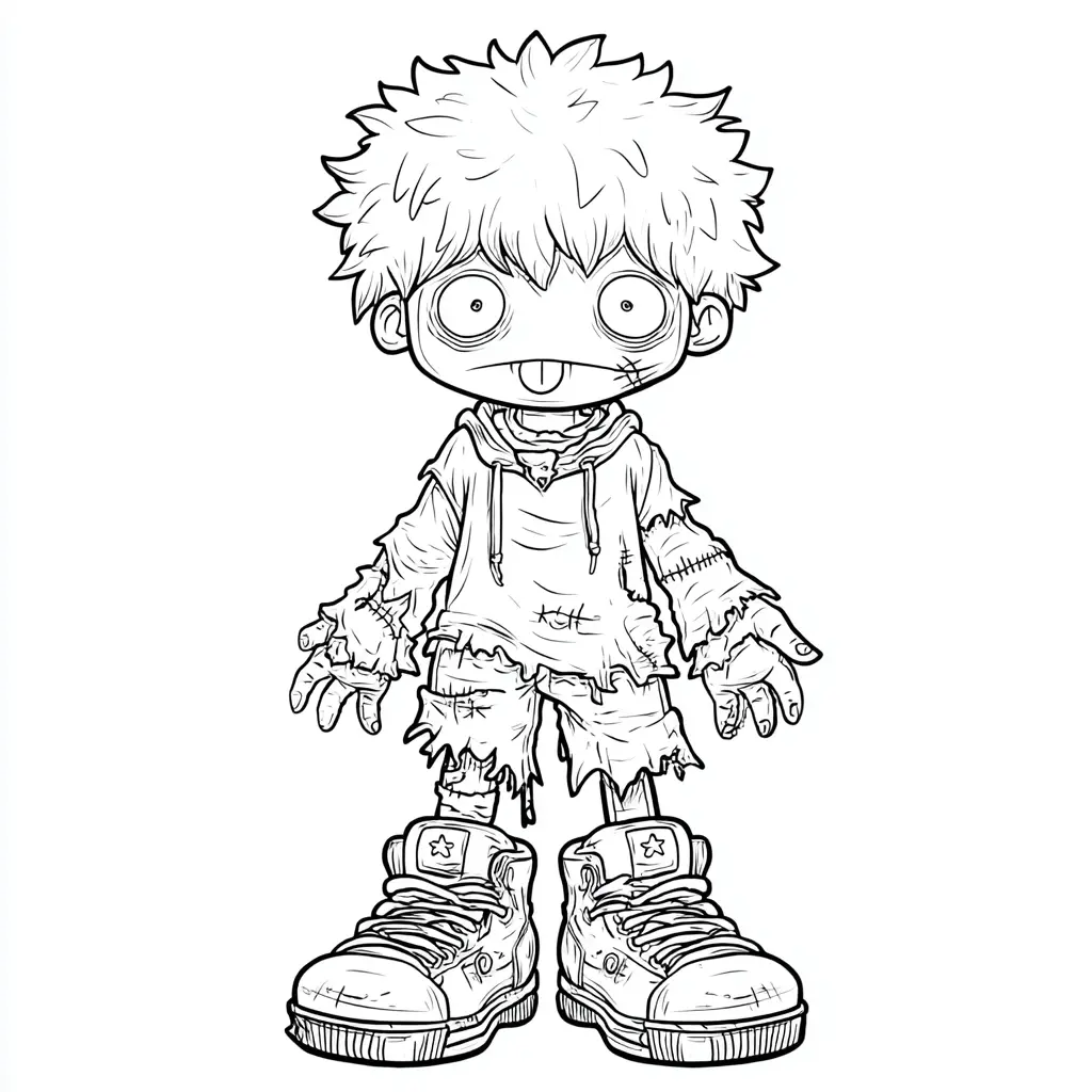 Dibujos de Halloween para colorear | ZOMBI CON CHÁNDAL Dibujos de Halloween para colorear | ZOMBI CON CHÁNDAL