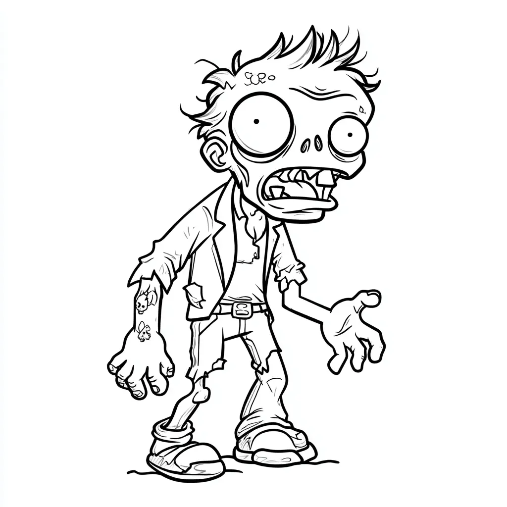 Dibujos de Halloween para colorear | ZOMBI CON TATUAJES Dibujos de Halloween para colorear | ZOMBI CON TATUAJES