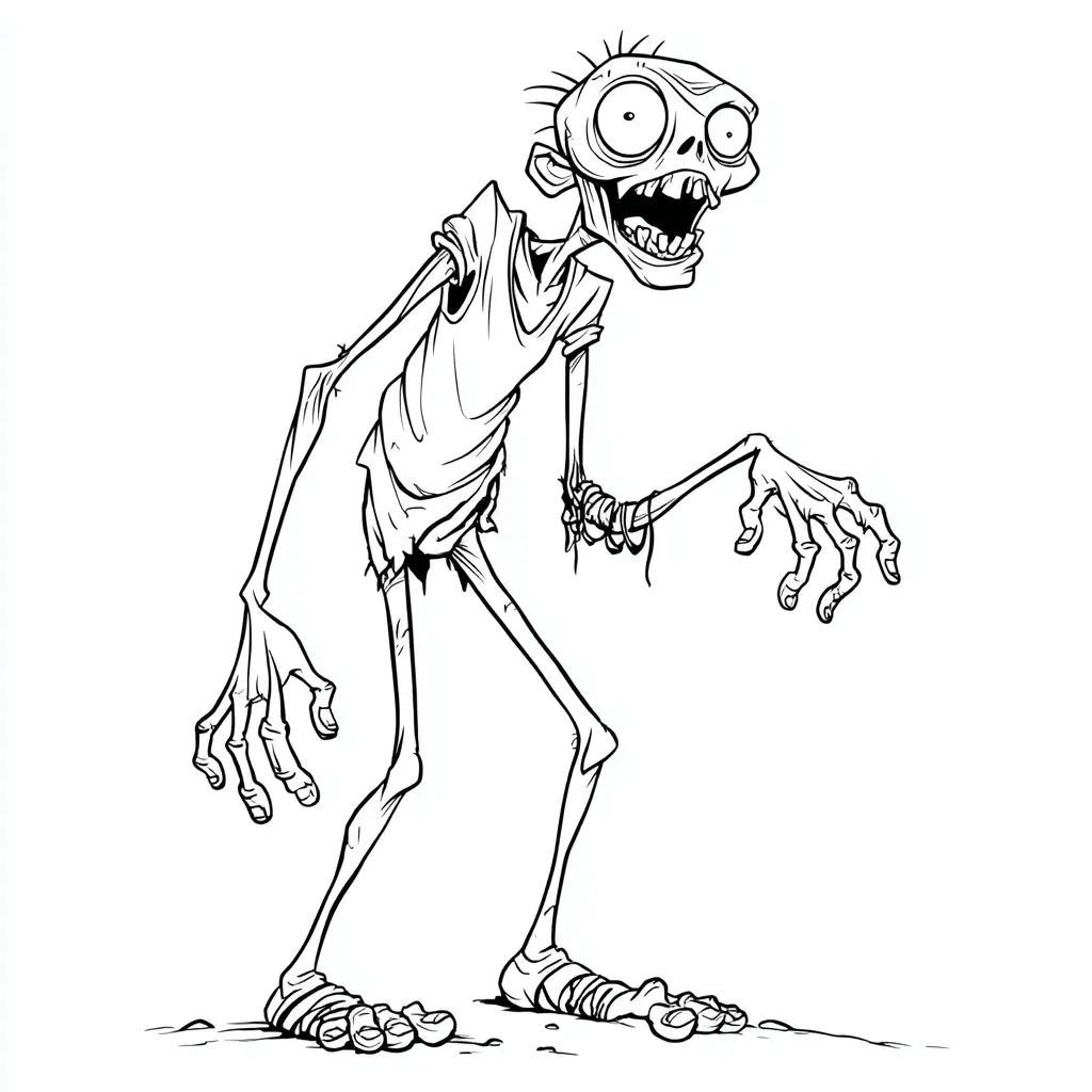 Dibujos de Halloween para colorear | ZOMBI ESQUELÉTICO Dibujos de Halloween para colorear | ZOMBI ESQUELÉTICO