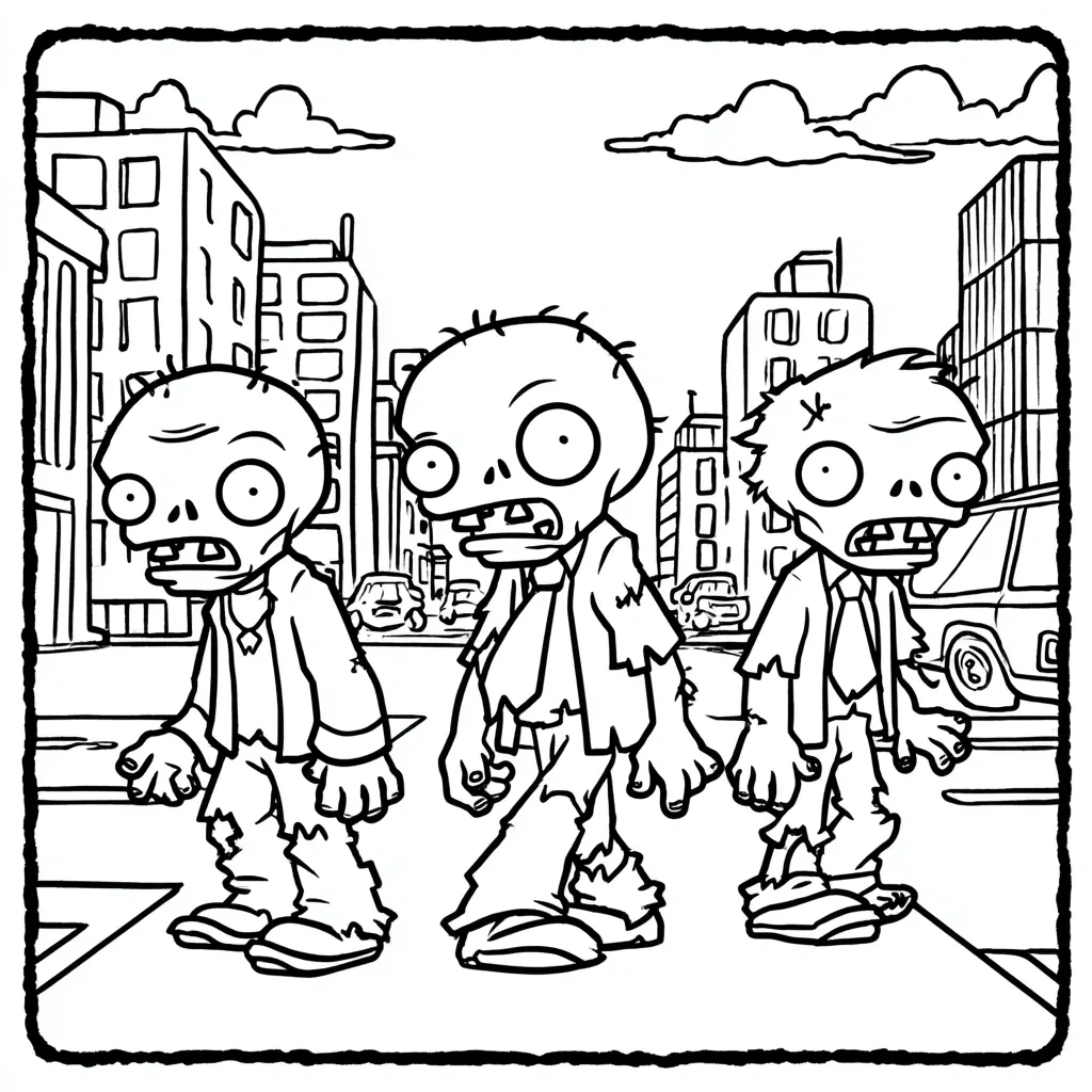 Dibujos de Halloween para colorear | ZOMBIS EN LA CIUDAD Dibujos de Halloween para colorear | ZOMBIS EN LA CIUDAD