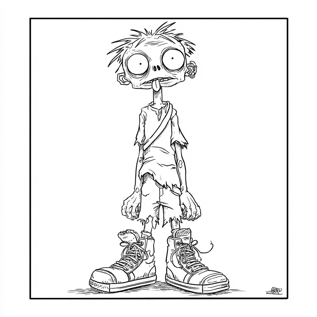 Dibujos de Halloween para colorear | ZOMBI CON ZAPATILLAS Dibujos de Halloween para colorear | ZOMBI CON ZAPATILLAS