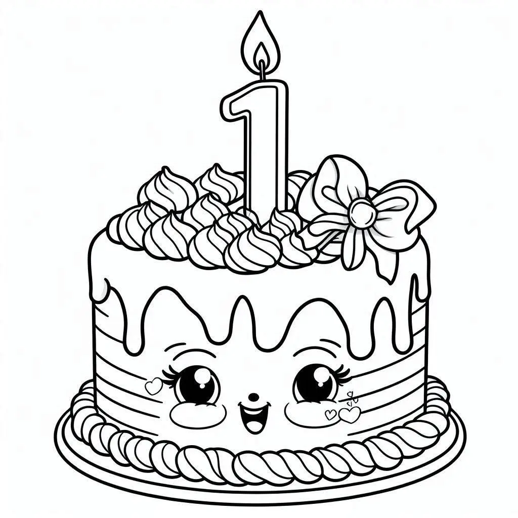 Dibujos de postres y dulces para colorear | TARTA DE CUMPLEAÑOS FELIZ