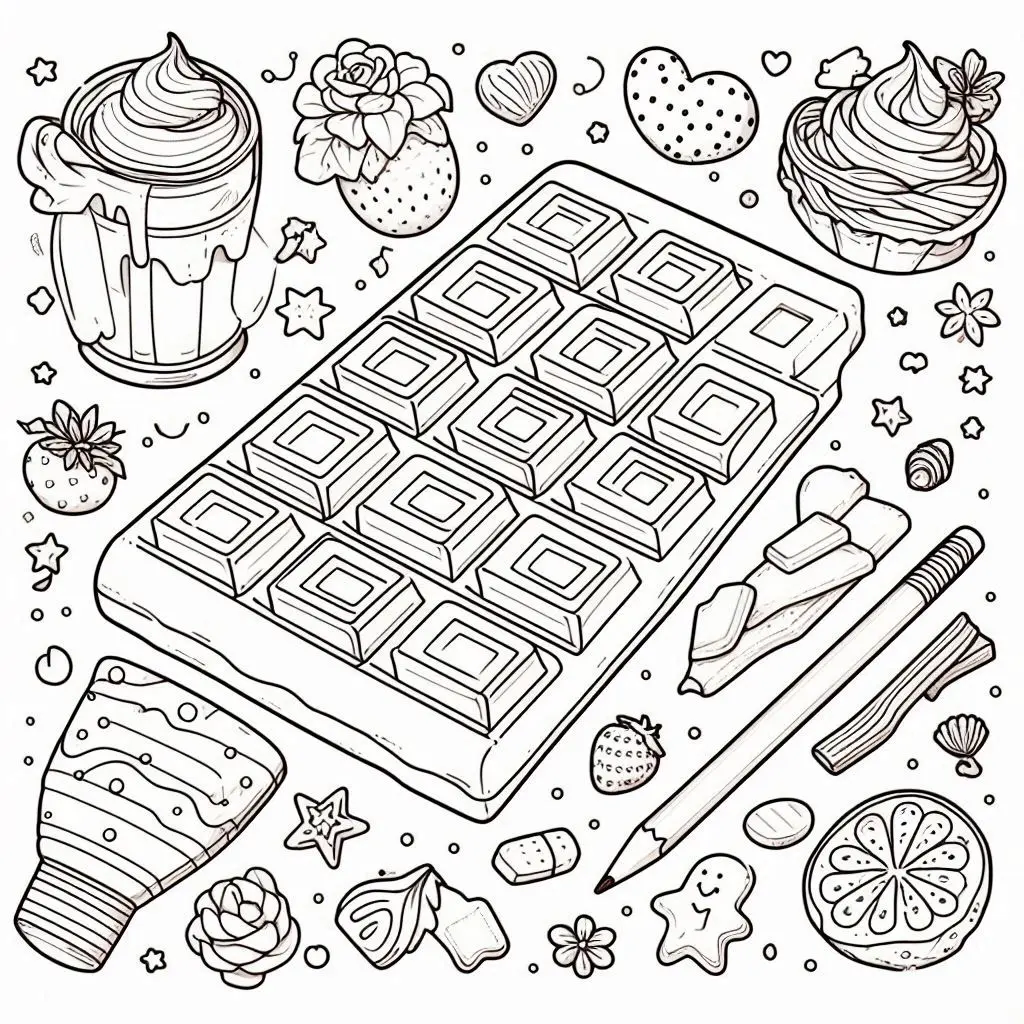 Dibujos de postres y dulces para colorear | TABLETA DE CHOCOLATE