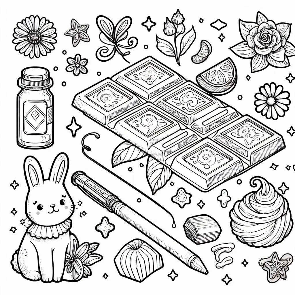 Dibujos de postres y dulces para colorear | UN CONEJO CON CHOCOLATE