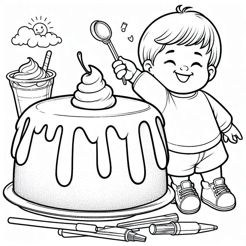 Dibujos de postres y dulces para colorear | TARTA DE VERANO