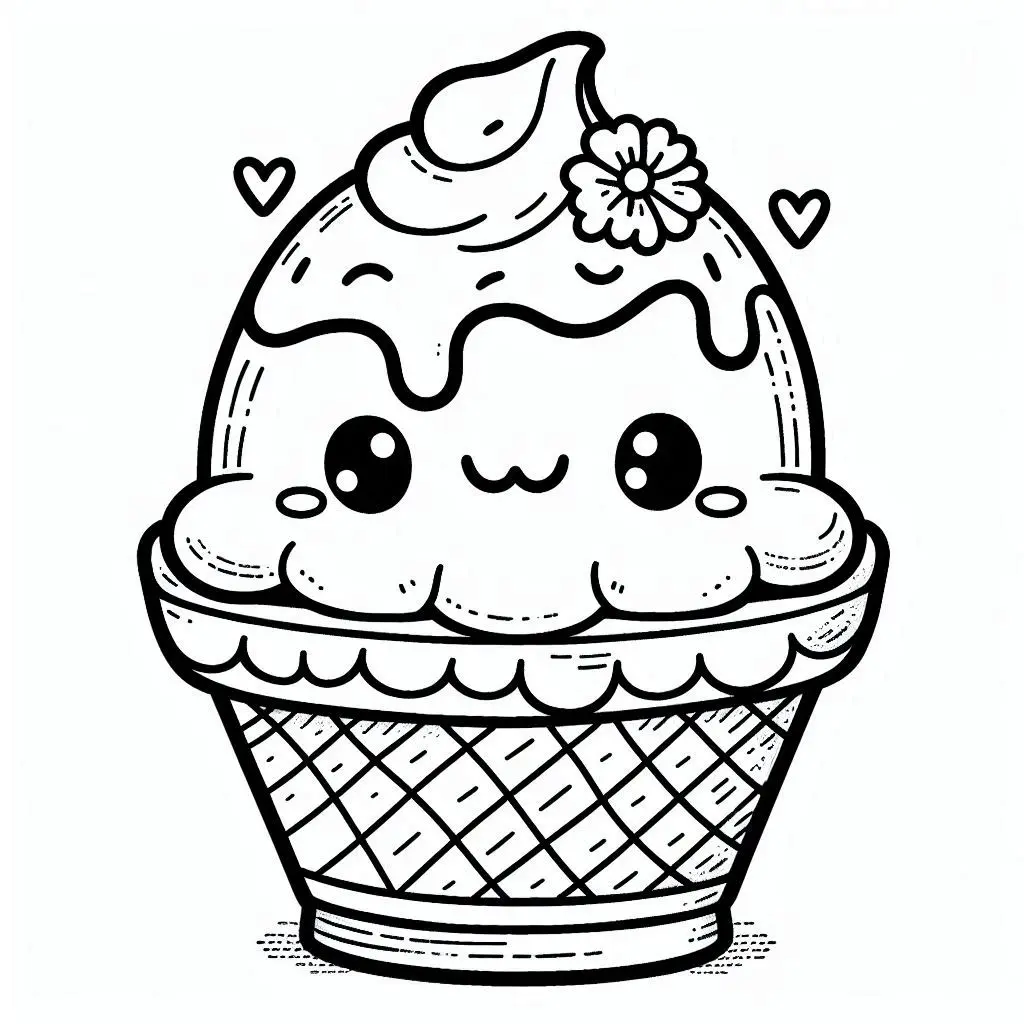 Dibujos de postres y dulces para colorear | HELADO KAWAII