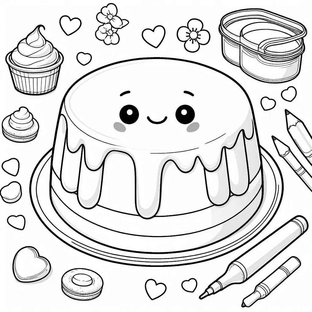 Dibujos de postres y dulces para colorear | TARTA FELIZ