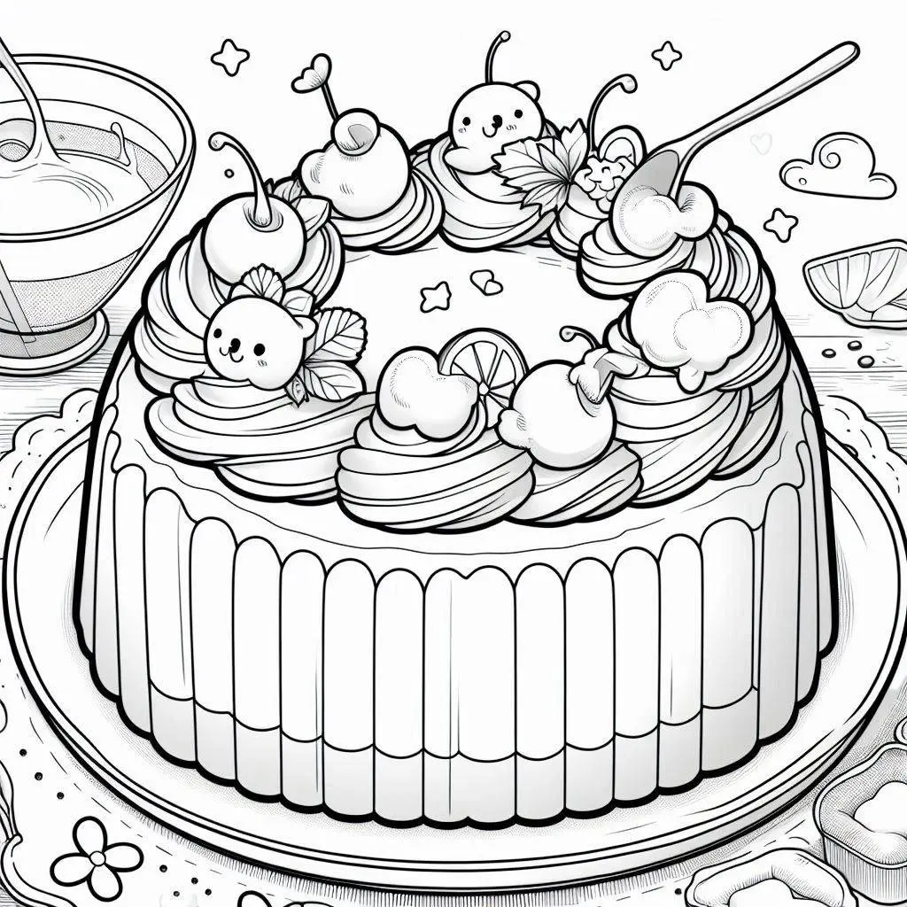 Dibujos de postres y dulces para colorear | TARTA DELICIOSA