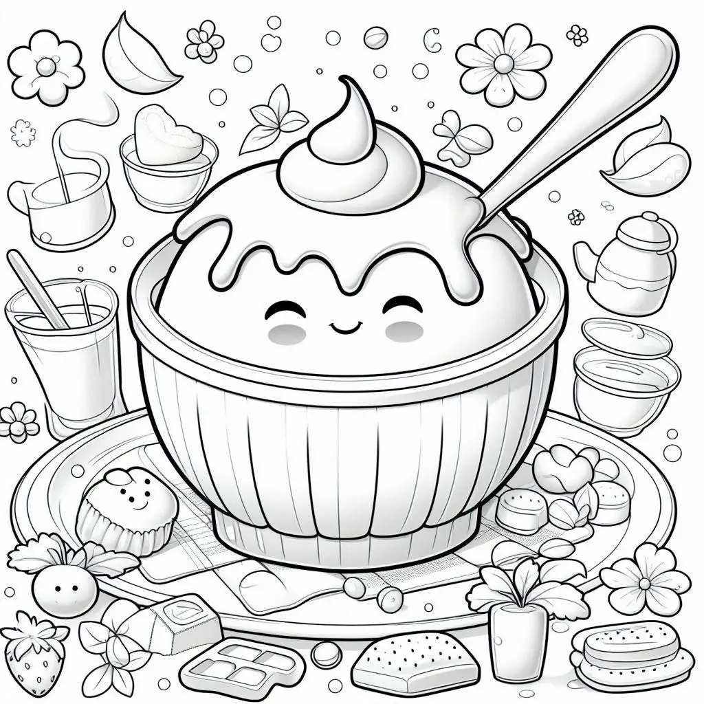 Dibujos de postres y dulces para colorear | LA FIESTA DEL POSTRE KAWAII