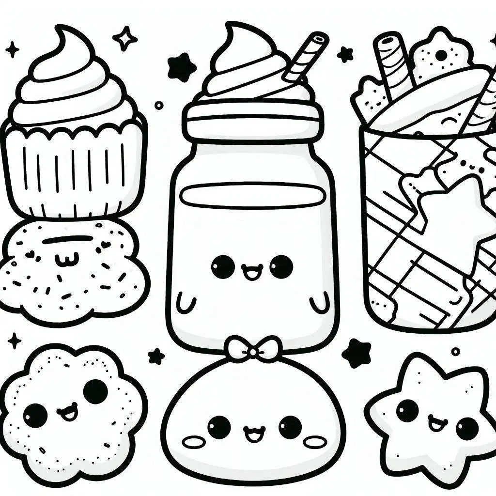 Dibujos de postres y dulces para colorear | POSTRES KAWAII