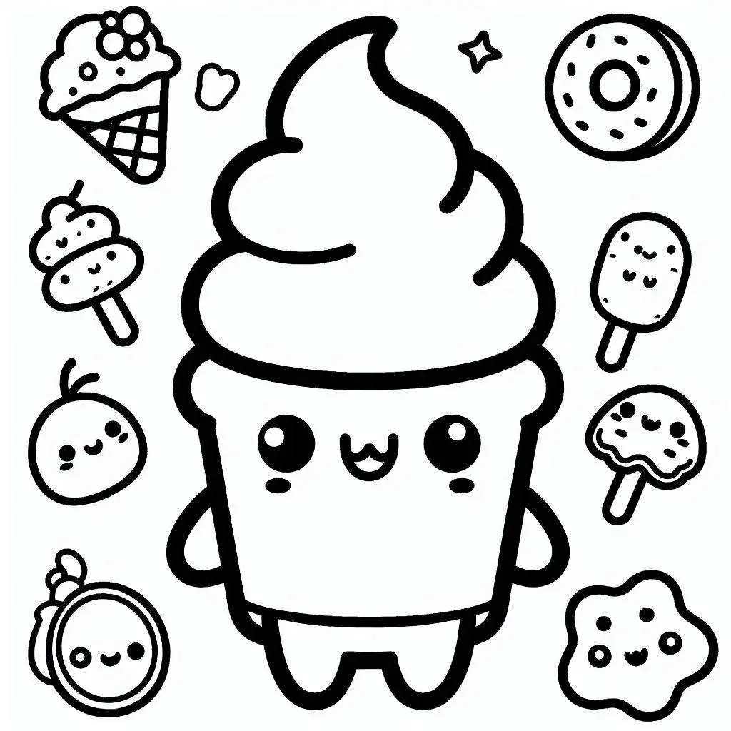 Dibujos de postres y dulces para colorear | LOS DULCES KAWAII