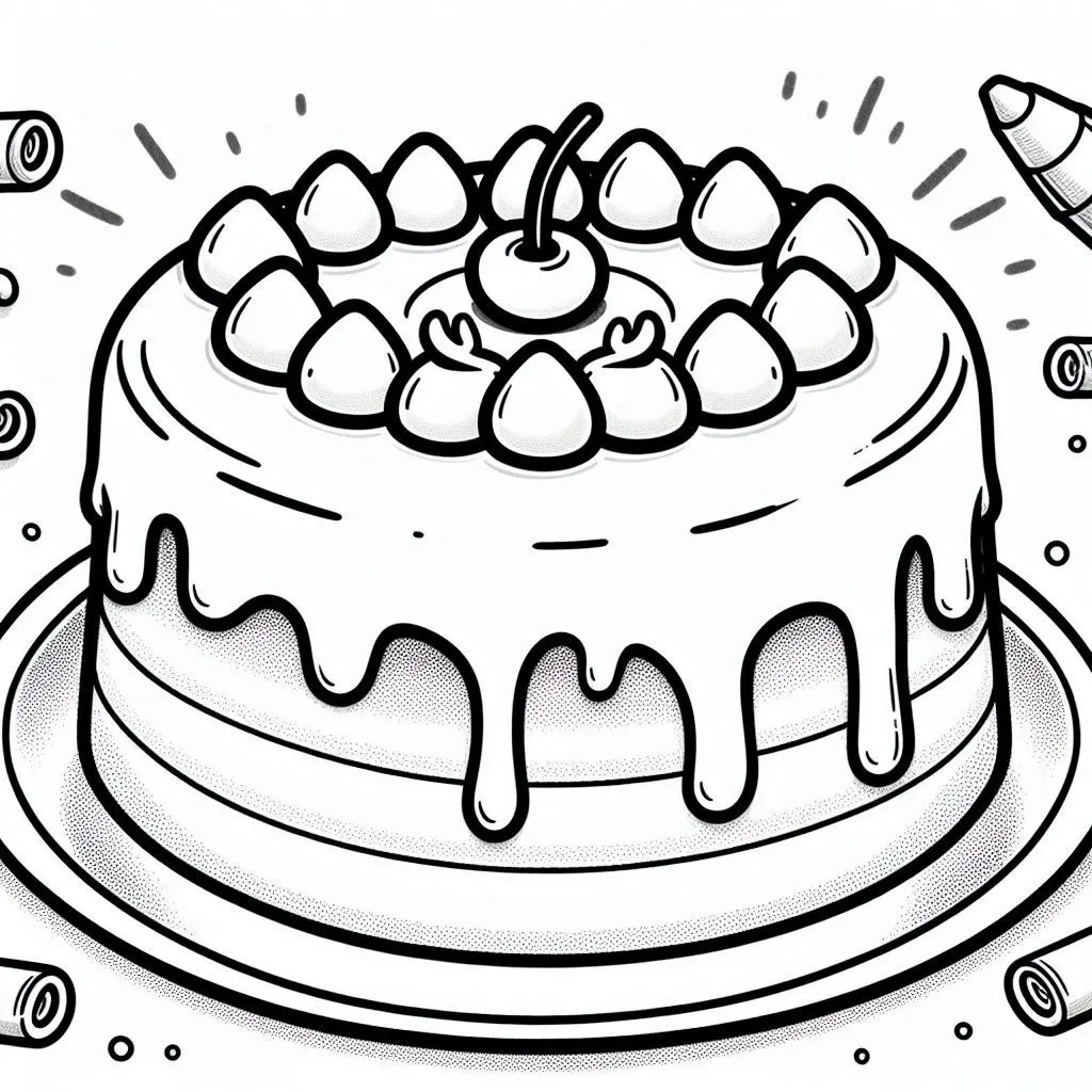 Dibujos de postres y dulces para colorear | TARTA CREMOSA