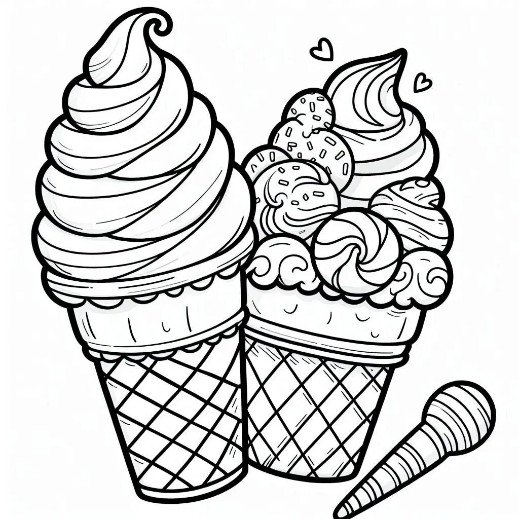 Dibujos de postres y dulces para colorear | HELADOS CON AMOR