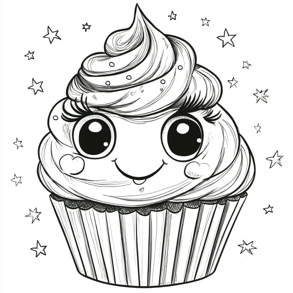 Dibujos de postres y dulces para colorear | CUPCAKE FELIZ