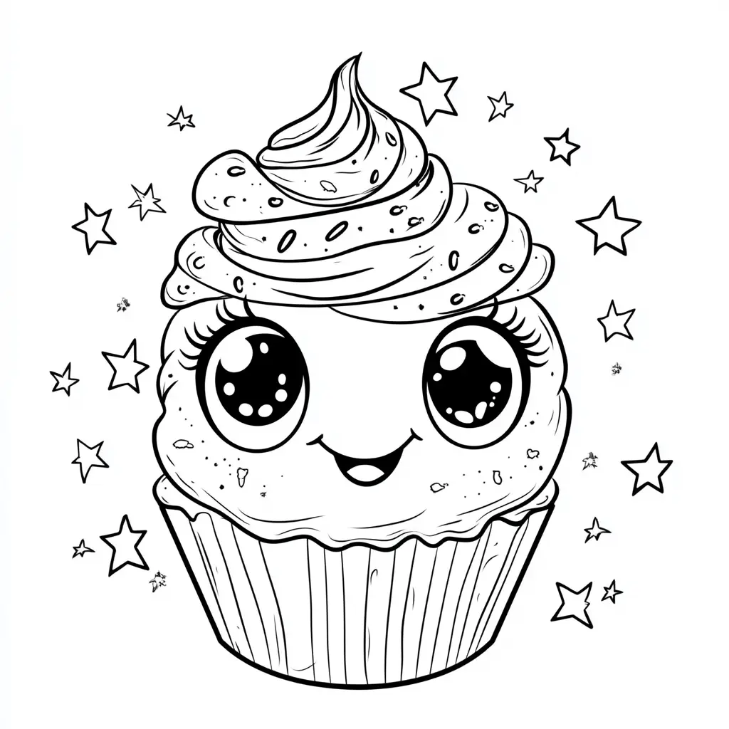 Dibujos de postres y dulces para colorear | CUPCAKE KAWAII